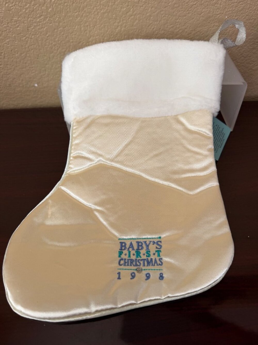 1998 Disney Bambi Baby’s First Christmas Stocking Cream Satin NEW w/Original Tag - Picture 4 of 9